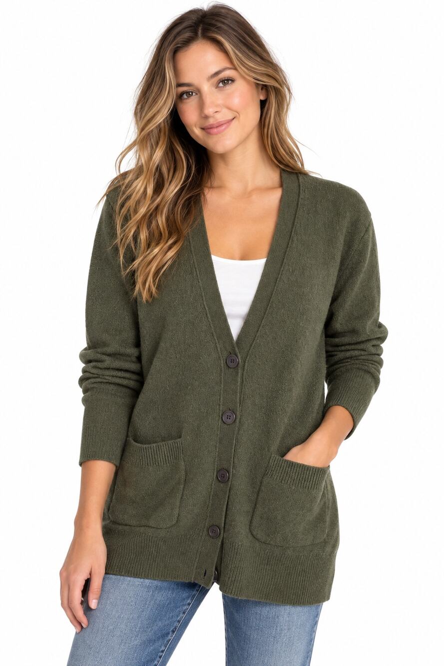 J.Crew Women’s XS Olive Green Wool Blend Long Cardigan Sweater Button Front